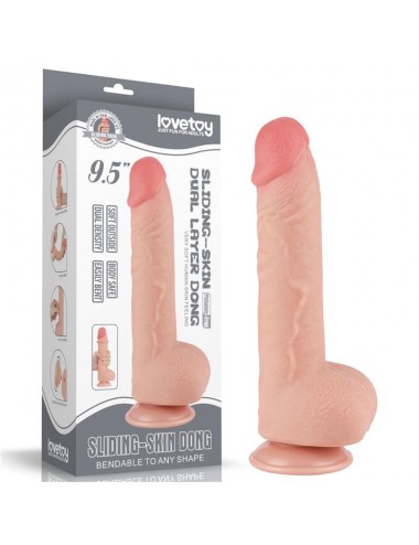 Dildo Dual Density Piel Deslizante Retractil 95