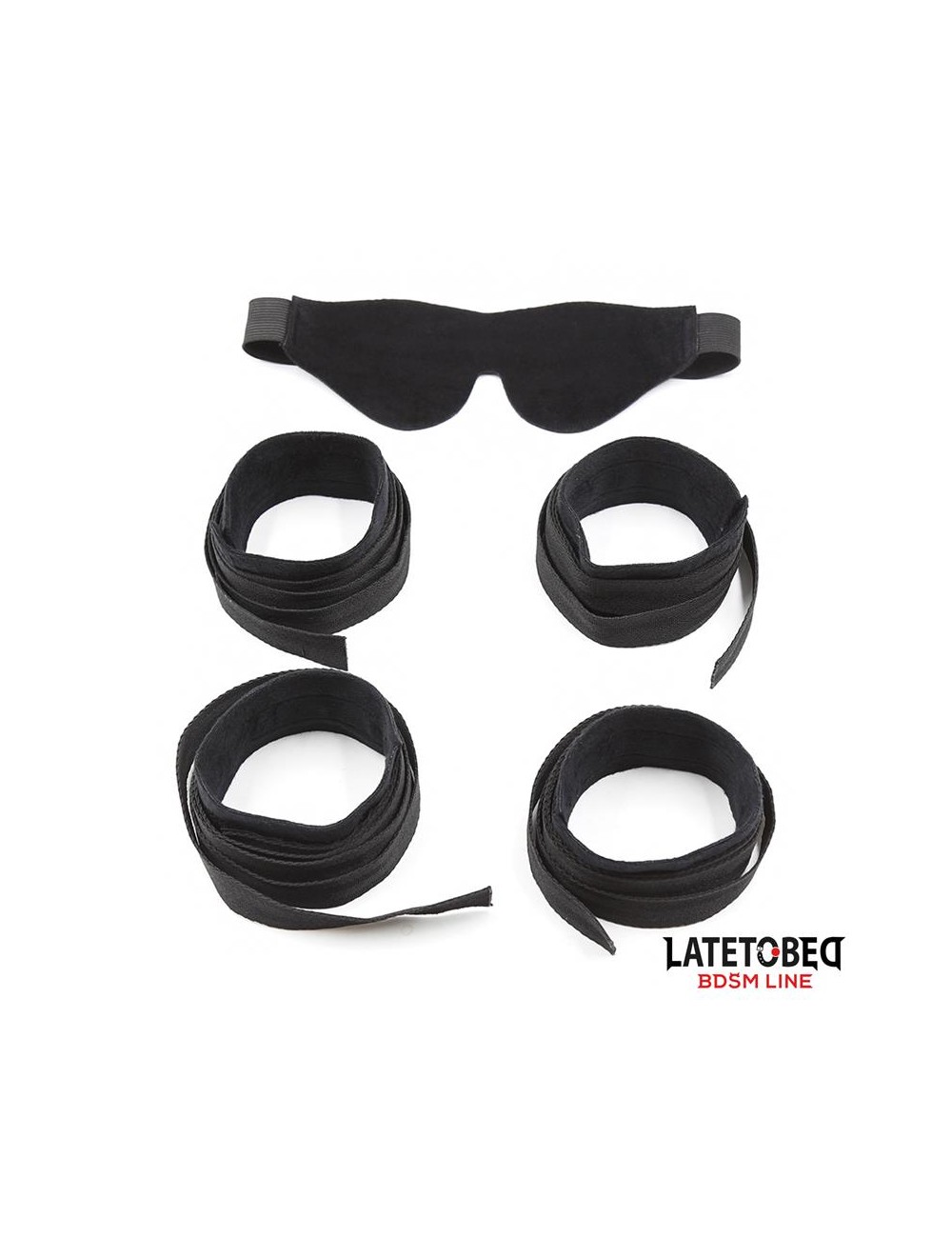Set de Resticciones 3 Piezas Antifaz Esposas Munecas y Tobillos Ajustables