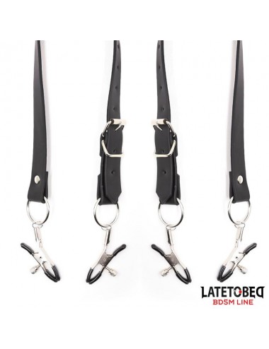 Correas de Bondage para Piernas con Pinzas para Clitoris