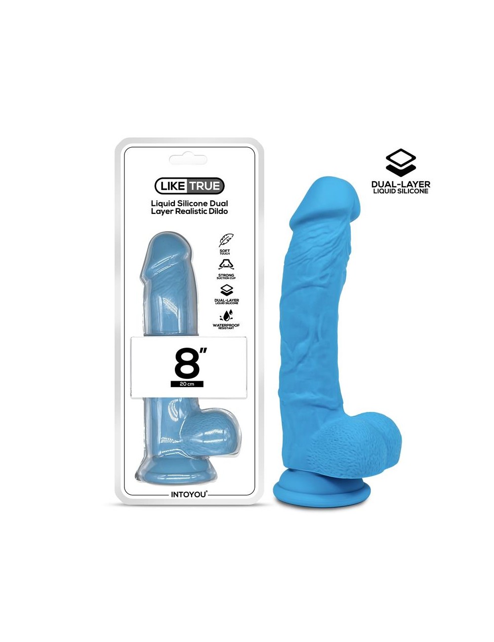 Dildo Realista Silicona Liquida Dual Layer 8 Azul