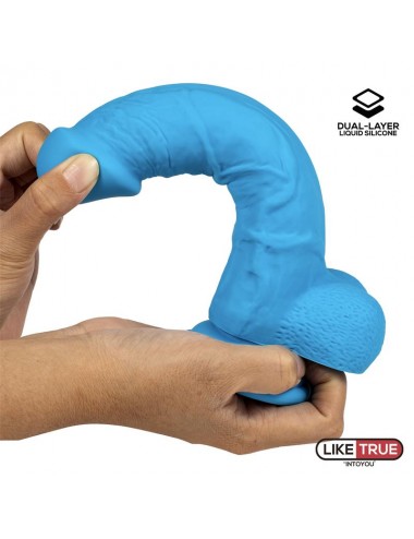 Dildo Realista Silicona Liquida Dual Layer 8 Azul