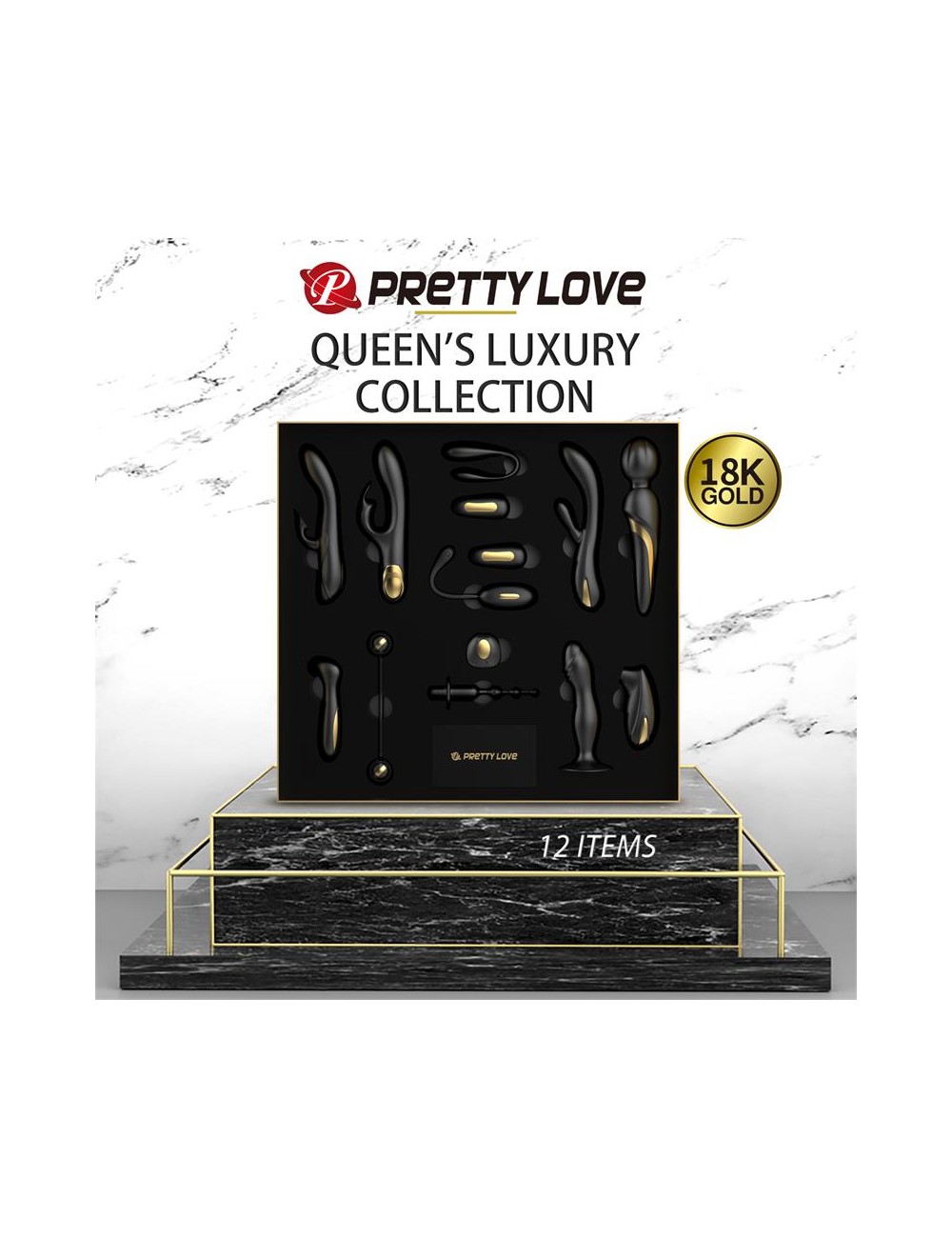 Luxury Set Queens 12 Juguetes Negro y Oro 18k