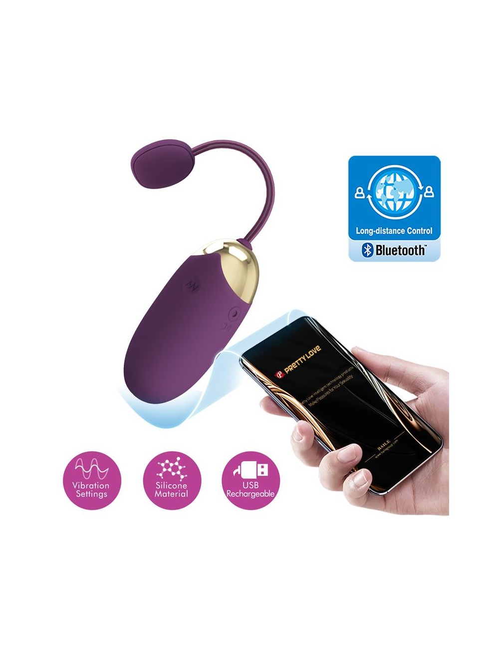 Abner Huevo Vibrador con App Lila