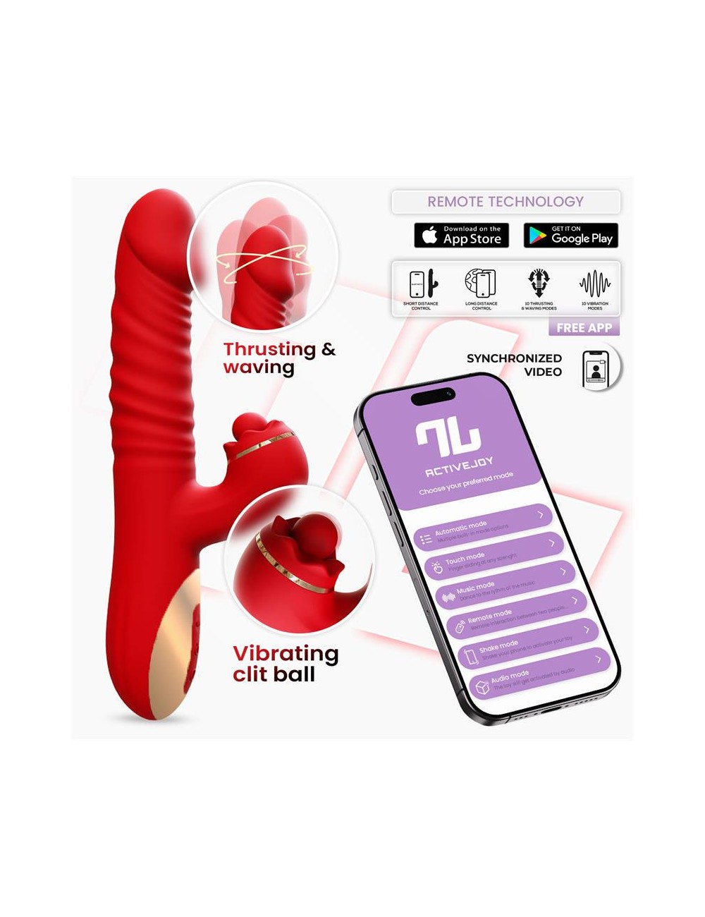Ascen Vibrador con Thrusting y Waving y APP USB Magnetico