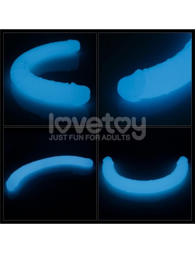 Dildo Doble Lumino Luz Azul 185