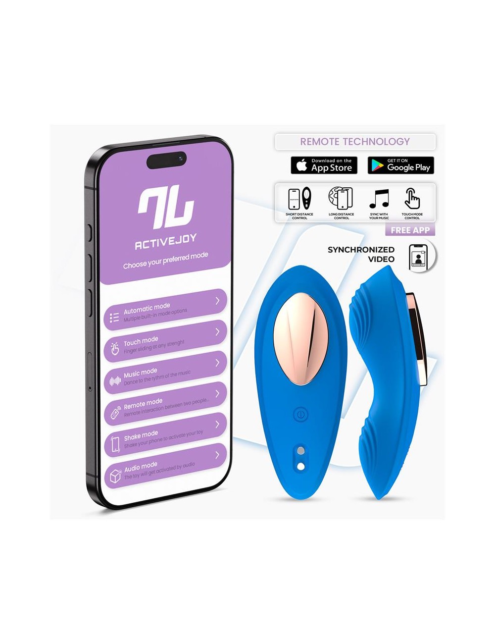 Vibrador de Braguita con APP Silicona Azul