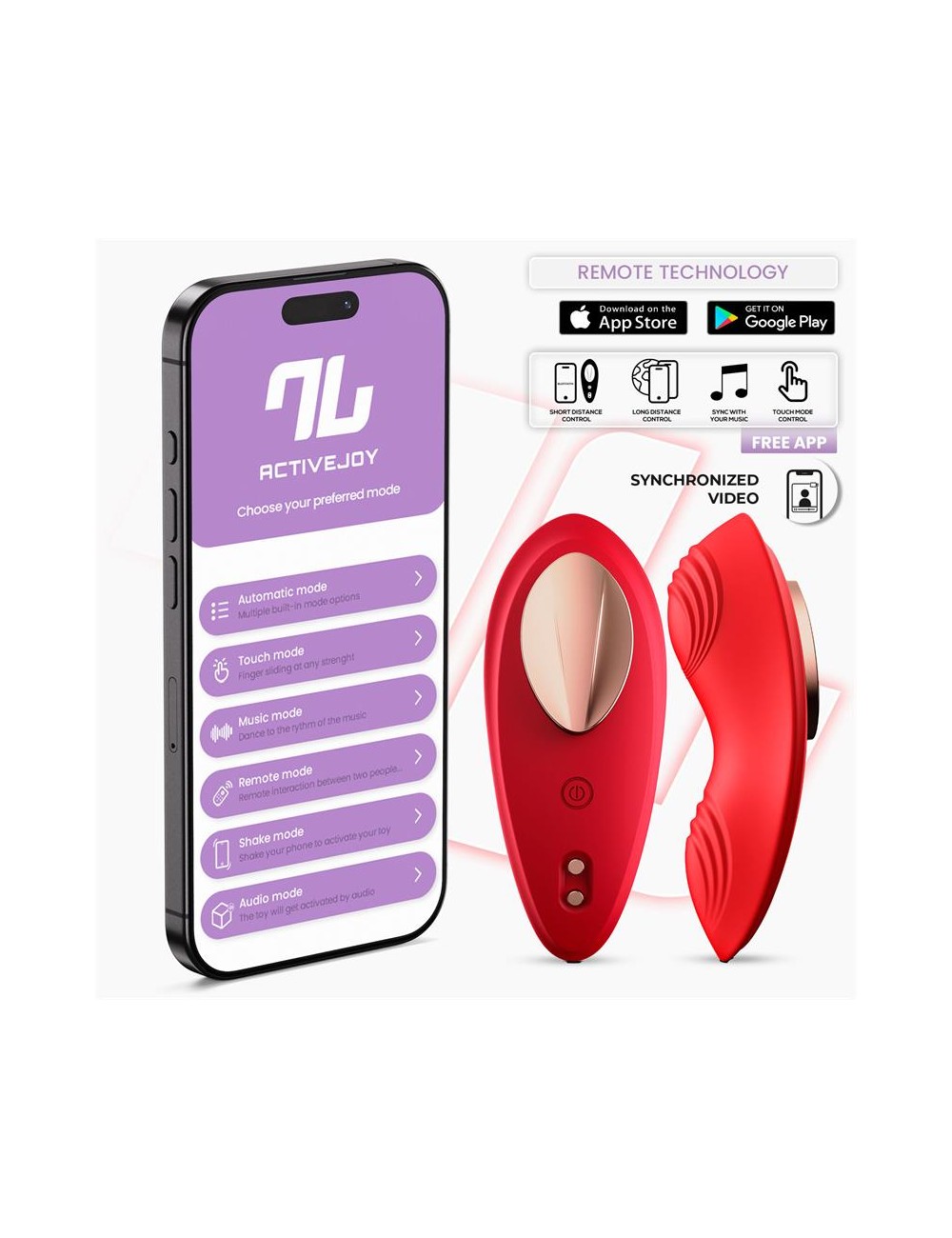 Vibrador de Braguita con APP Silicona Rojo