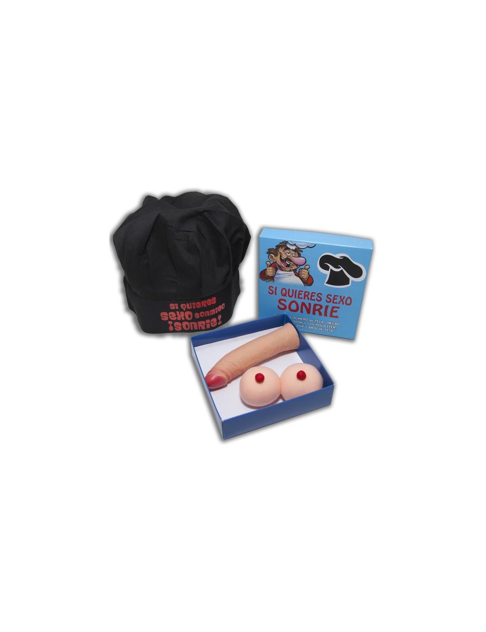 Set Caja Gorro Cocinero Broche Teta y Estimulador