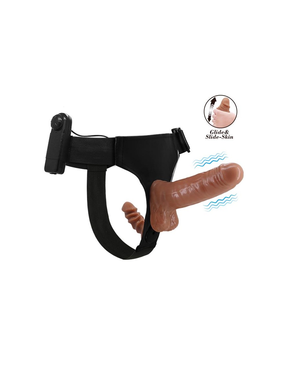 Arnes con Dildo Doble Retractil con Vibracion