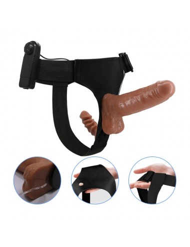 Arnes con Dildo Doble Retractil con Vibracion