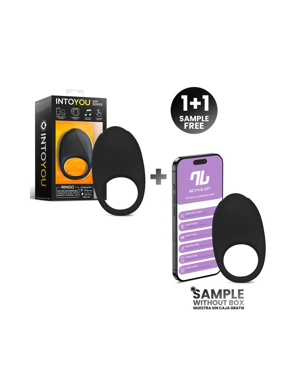 Pack 11 Ringo Anillo Vibrador con APP Unibody Negro