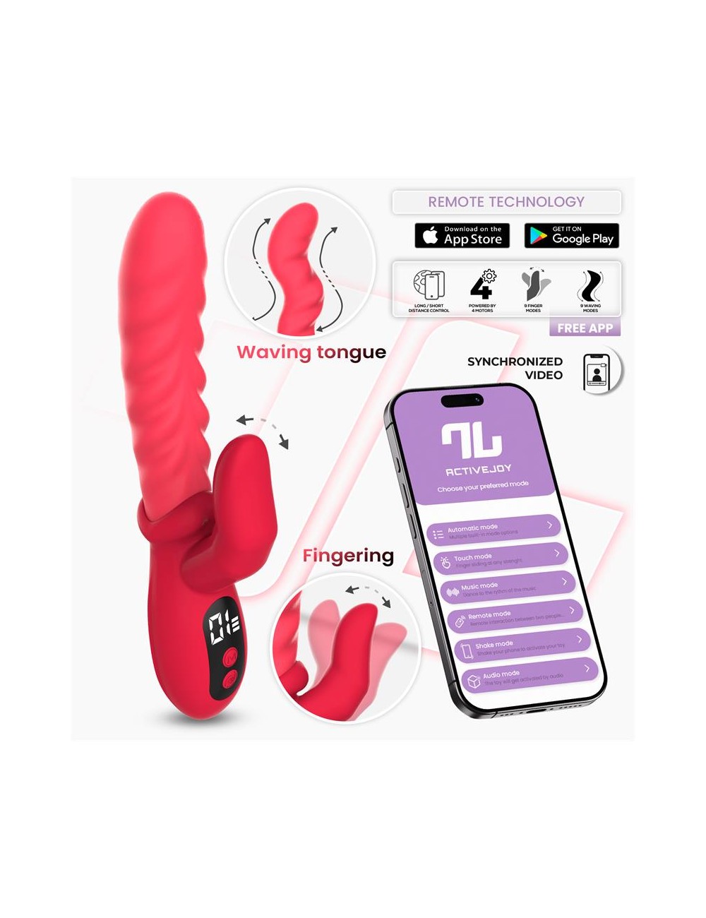 Tingly Vibrador con Finger y Movimiento Waving con APP