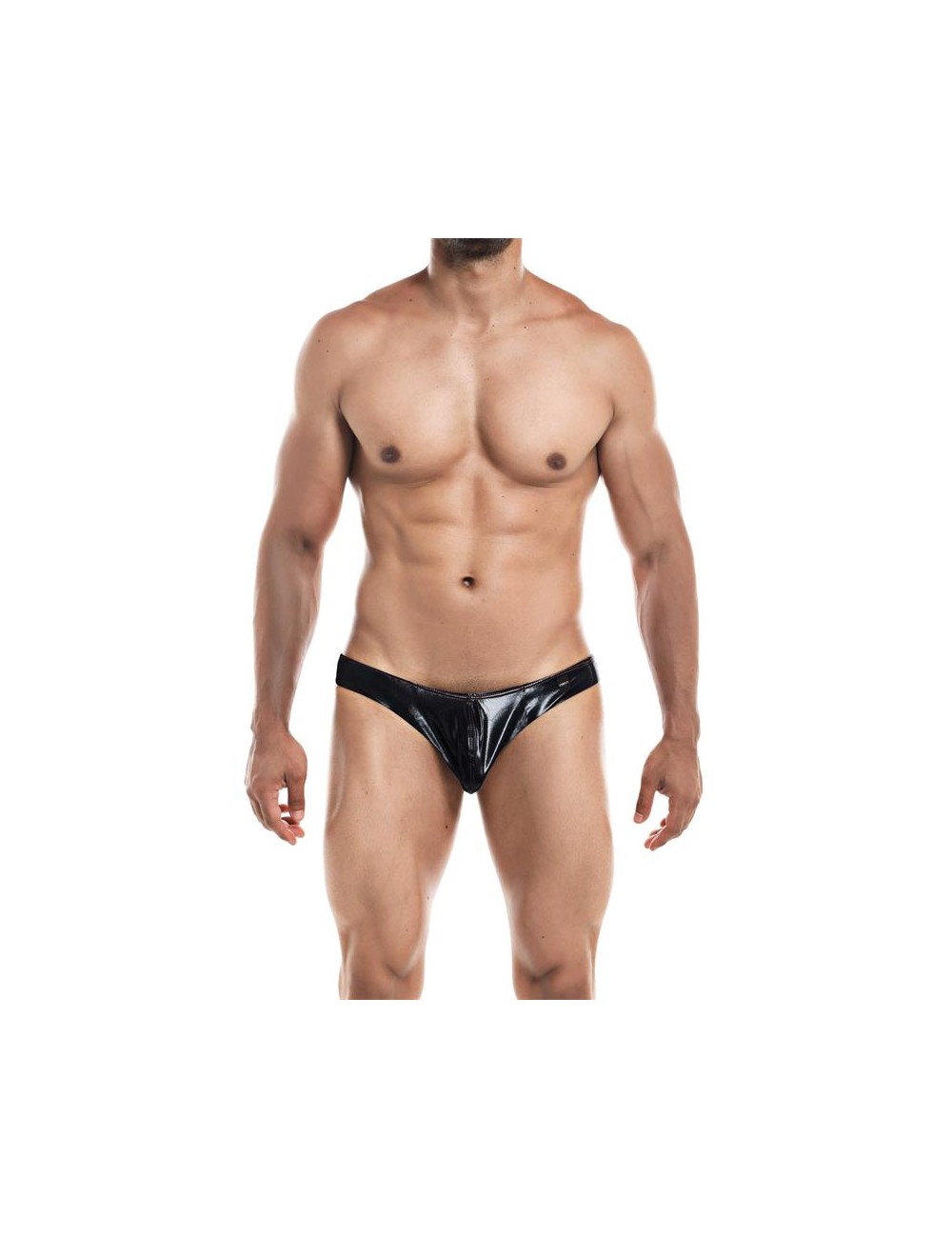 Slip Bikini de Corte Bajo Provocative Negro Skai