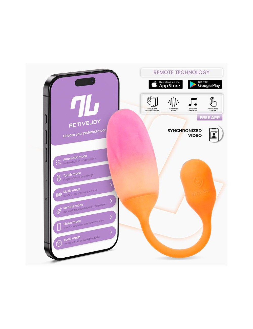 NexEgg Huevo Vibrador Silicona Doble Capa App Naranja Rosa
