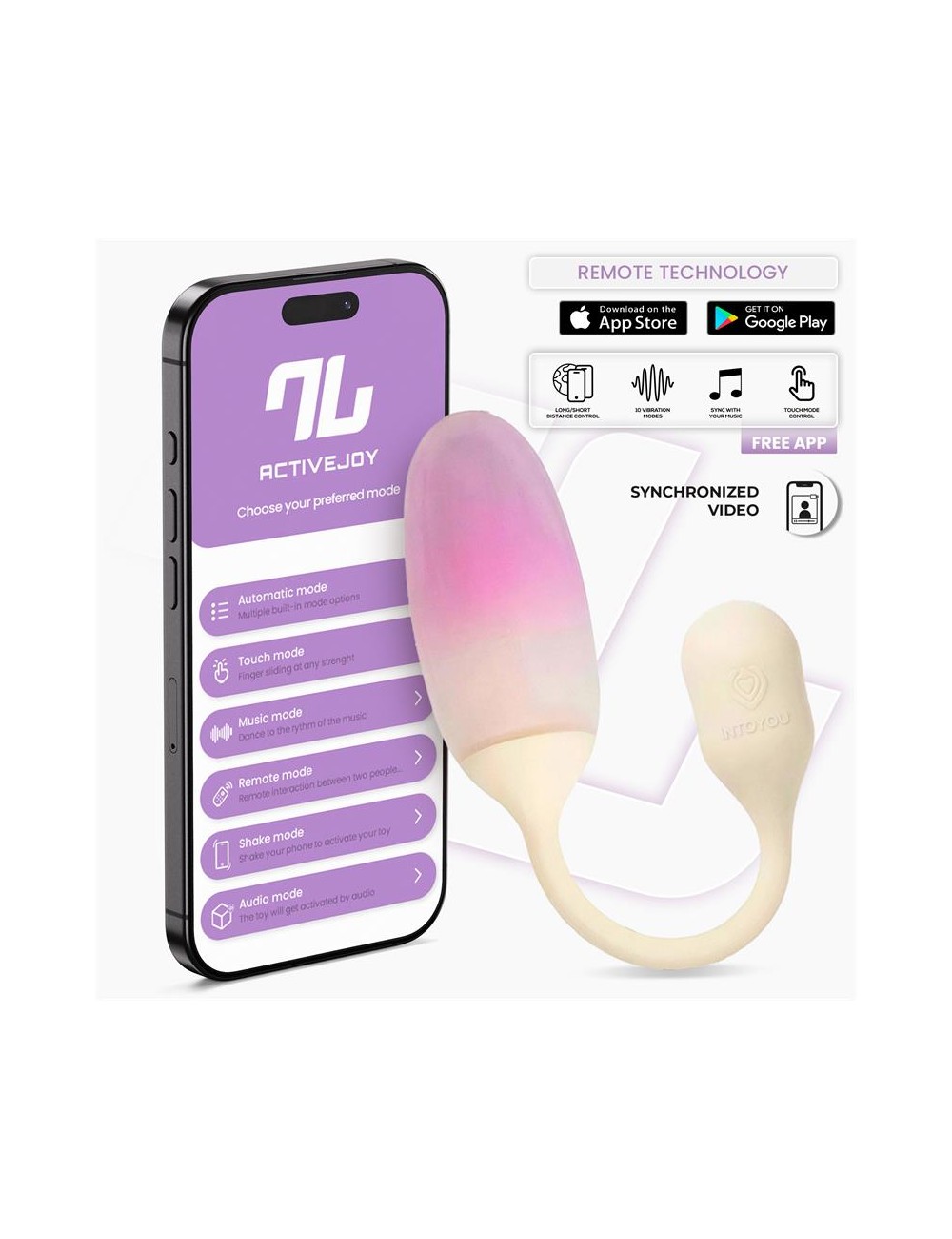 NexEgg Huevo Vibrador Silicona Doble capa App Beige Rosa