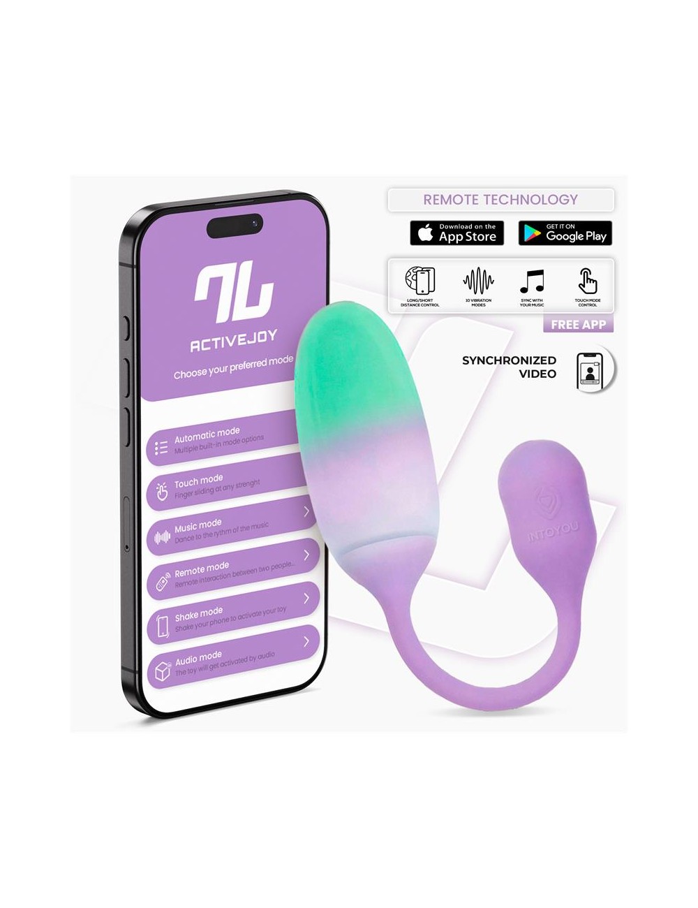 NexEgg Huevo Vibrador Silicona Doble capa con App Lila Pistacho