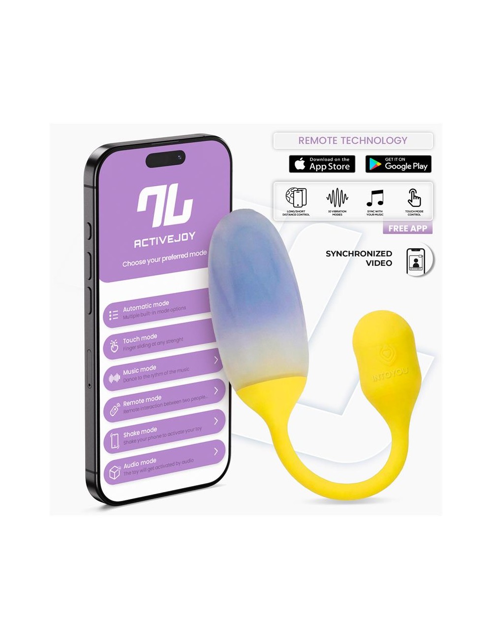 NexEgg Huevo Vibrador Doble Capa Silicona App Amarillo Purpura