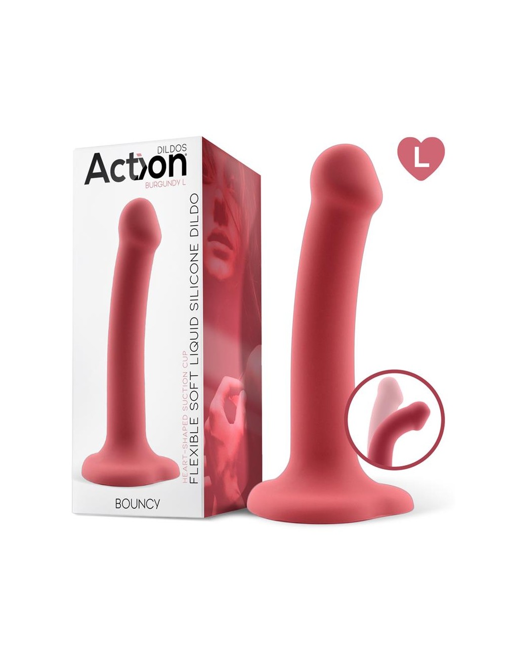 Bouncy Dildo Silicona Liquida Hiper Flexible 75 19 cm Talla L Burgundy