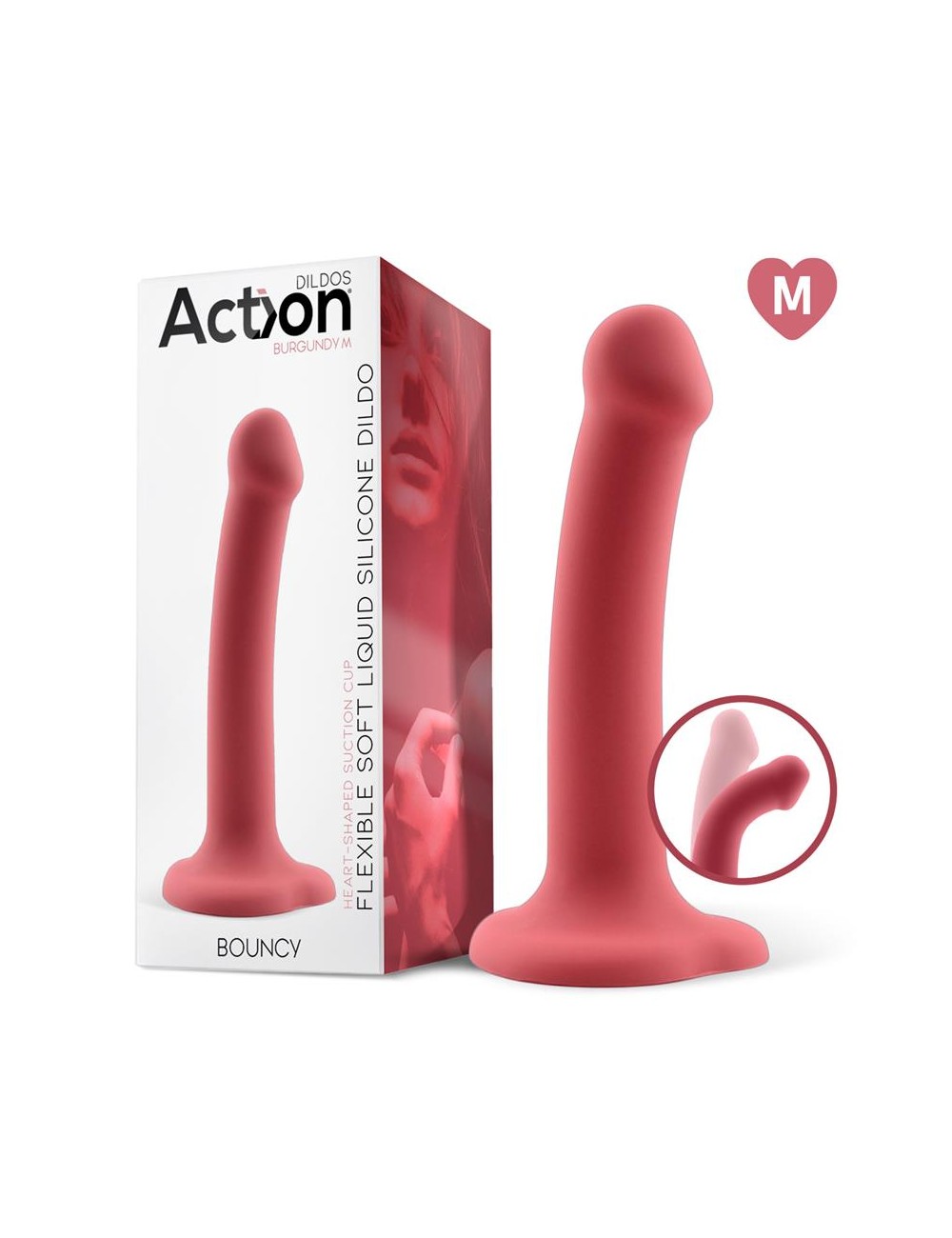 Bouncy Dildo Silicona Liquida Hiper Flexible 7 18 cm Talla M Burgundy