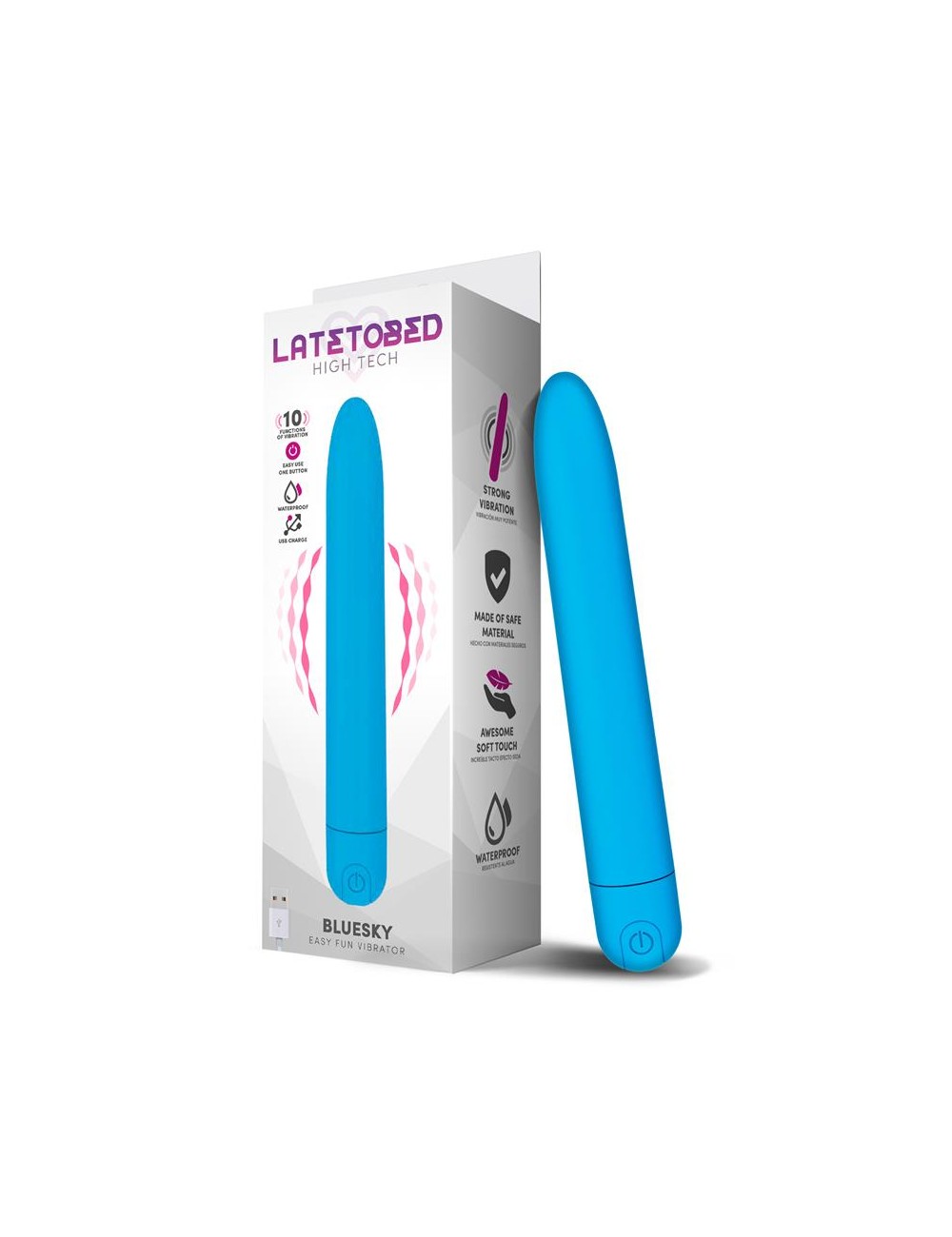 Bluesky Vibrador 10 Funciones 185 cm USB Azul Mate