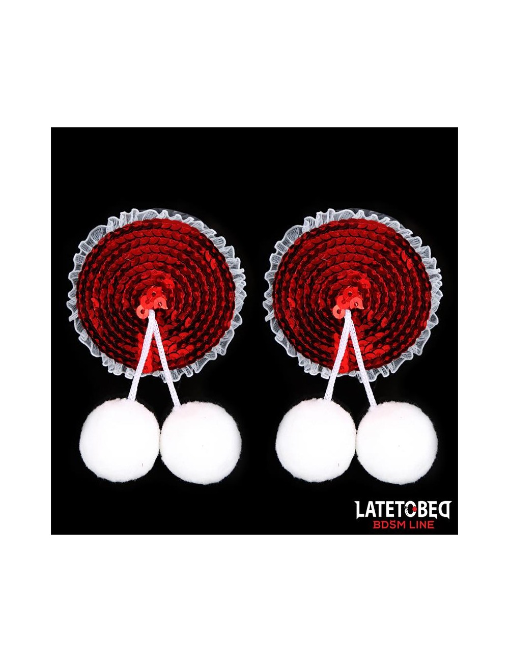 Pezoneras con Lentejuelas Rojas y Pompones Blancos