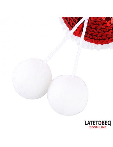 Pezoneras con Lentejuelas Rojas y Pompones Blancos
