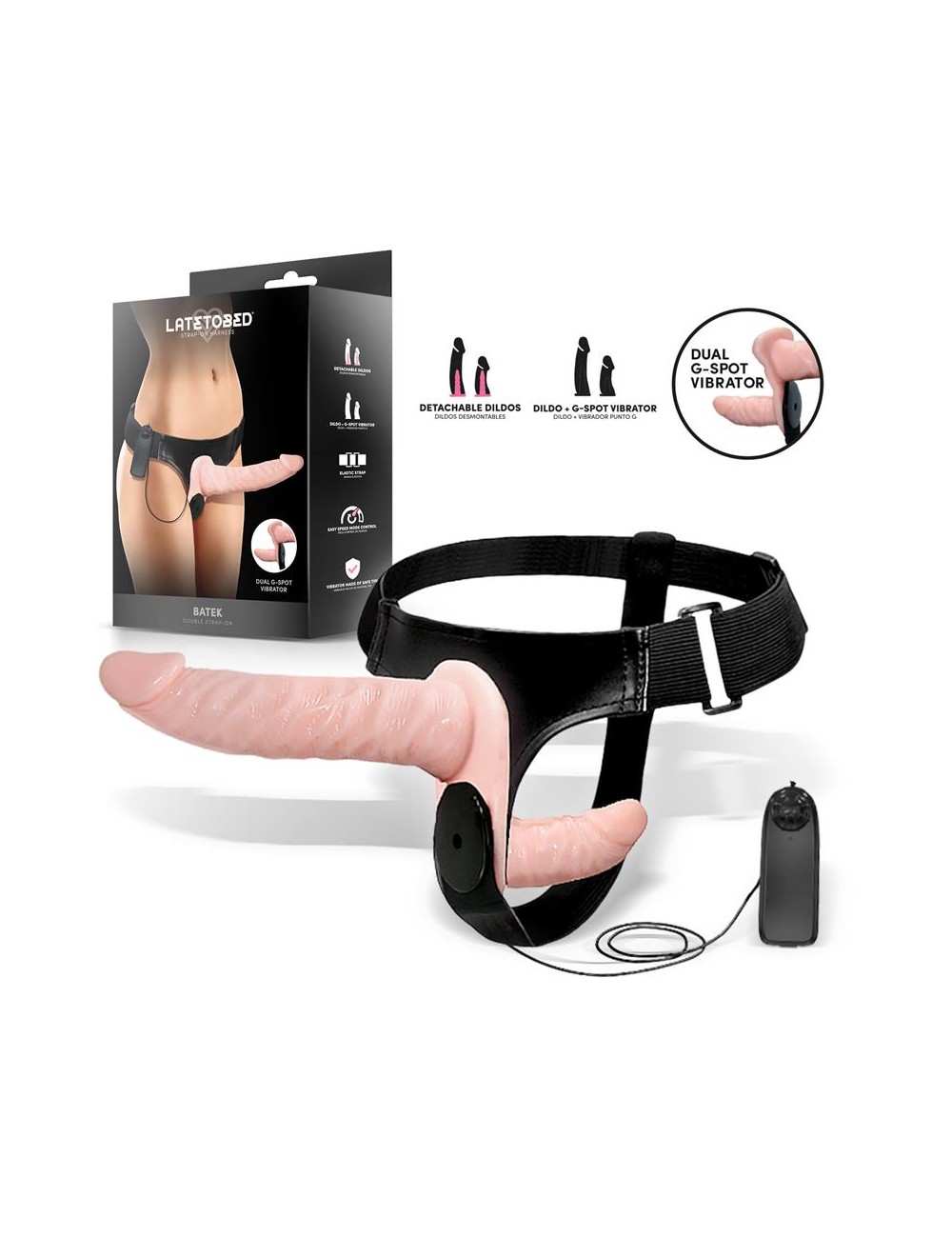 Batek Arnes con Dildo Doble Desmontable Punto G y Vibracion Control Remoto