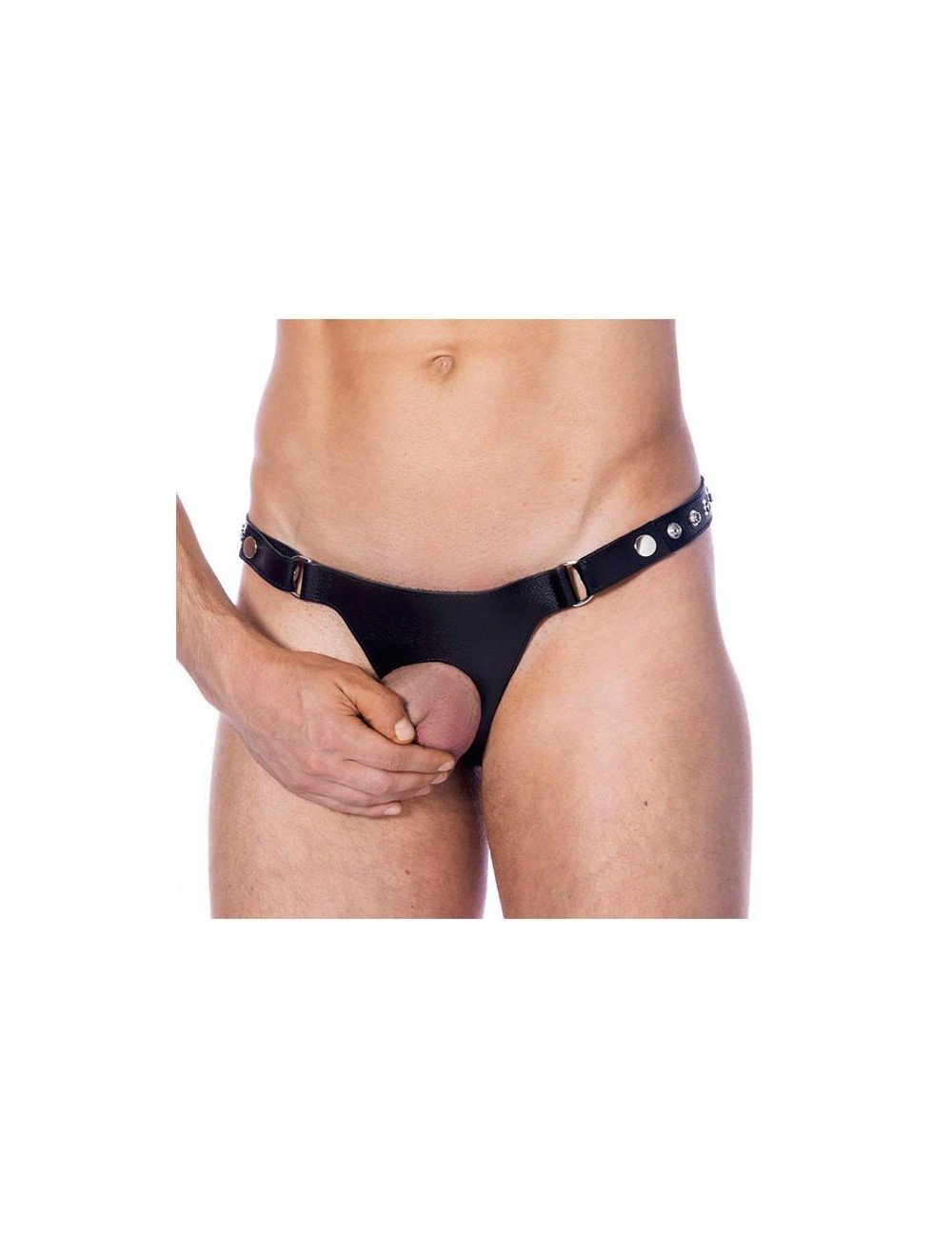 Tanga de Cuero Ajustable con Abertura