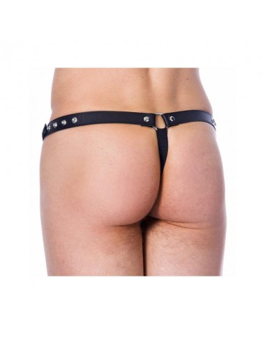 Tanga de Cuero Ajustable con Abertura