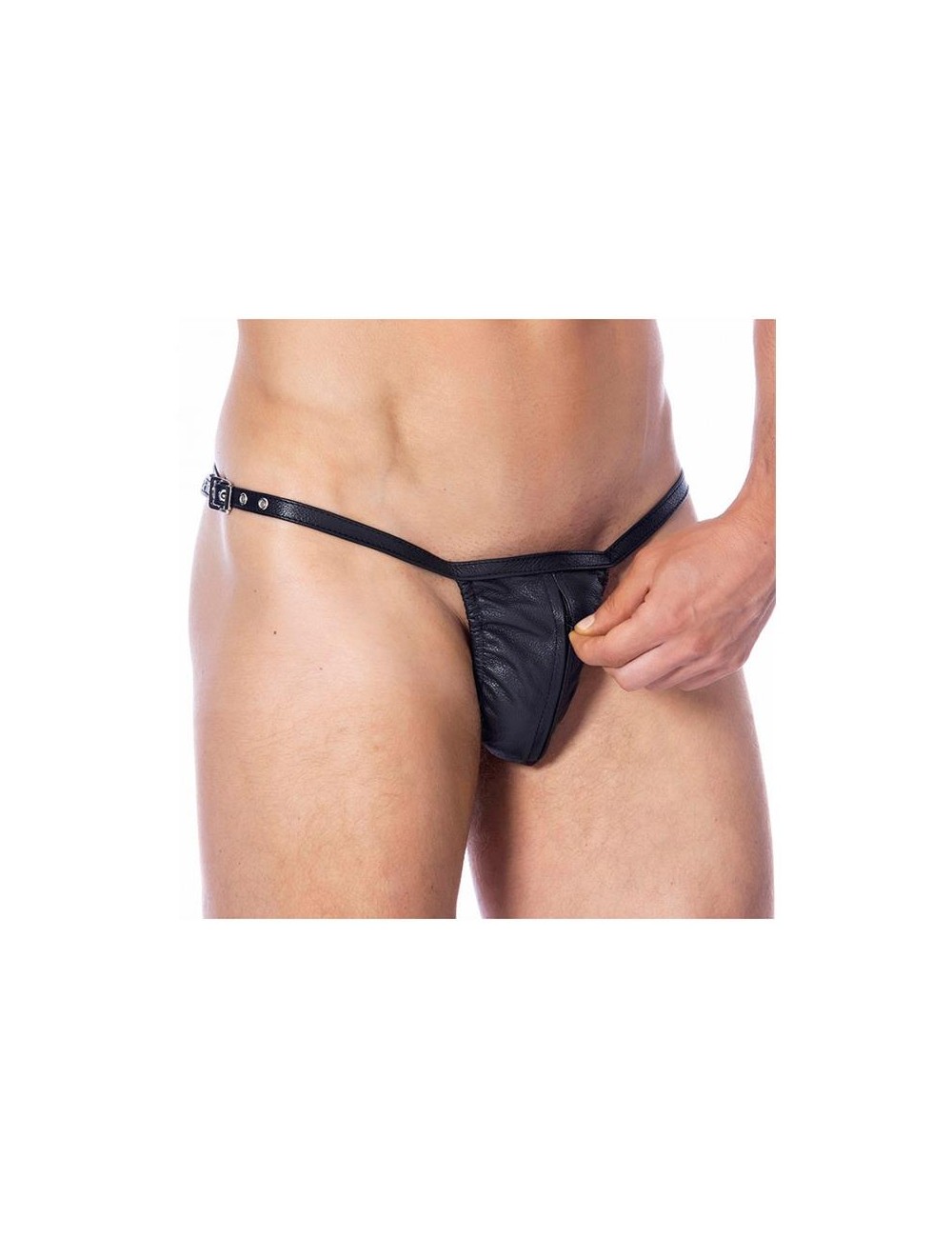 Tanga de Cuero Ajustable con Cremallera Talla unica