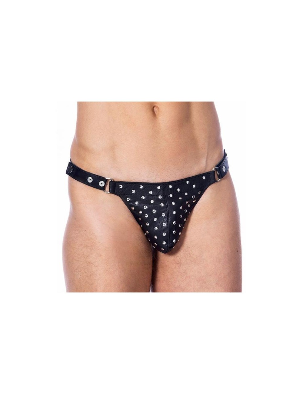 Tanga de Cuero Ajustable con Tachuelas