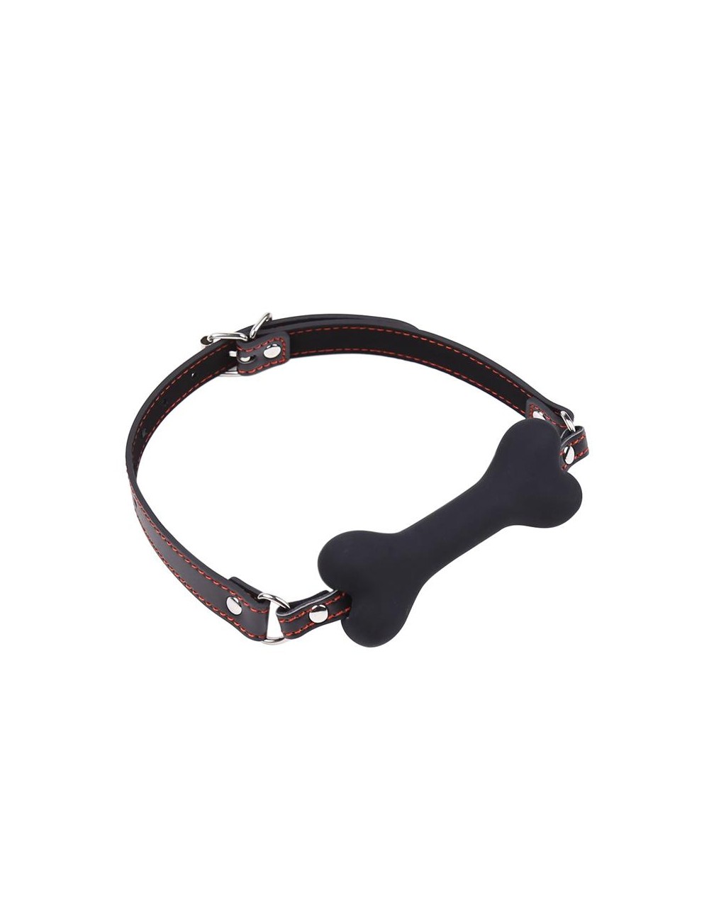 Mordaza Forma de Hueso Silicona 12 cm Negro