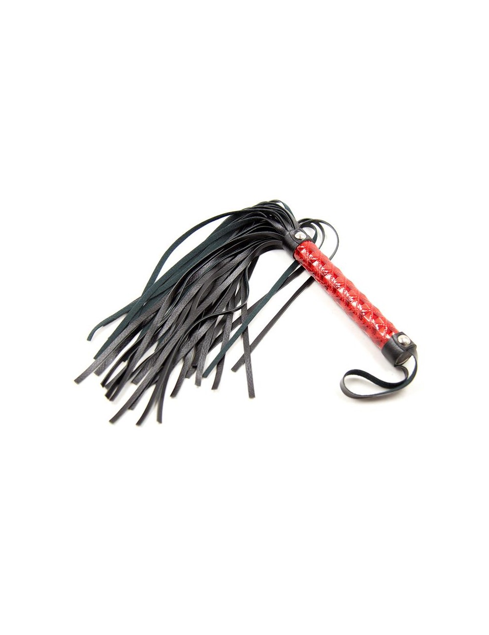 Flogger Patron de Diamante y Mango de Metal 39 cm Rojo