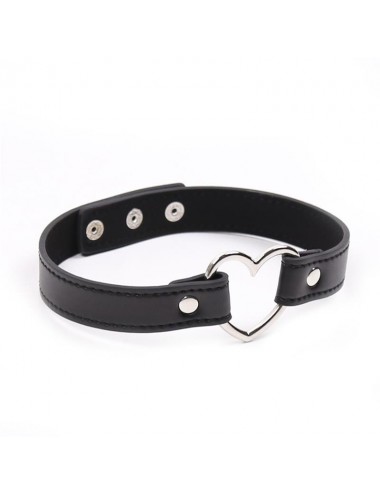 Collar con Aro en Forma de Corazon Ajustable 415 cm Negro