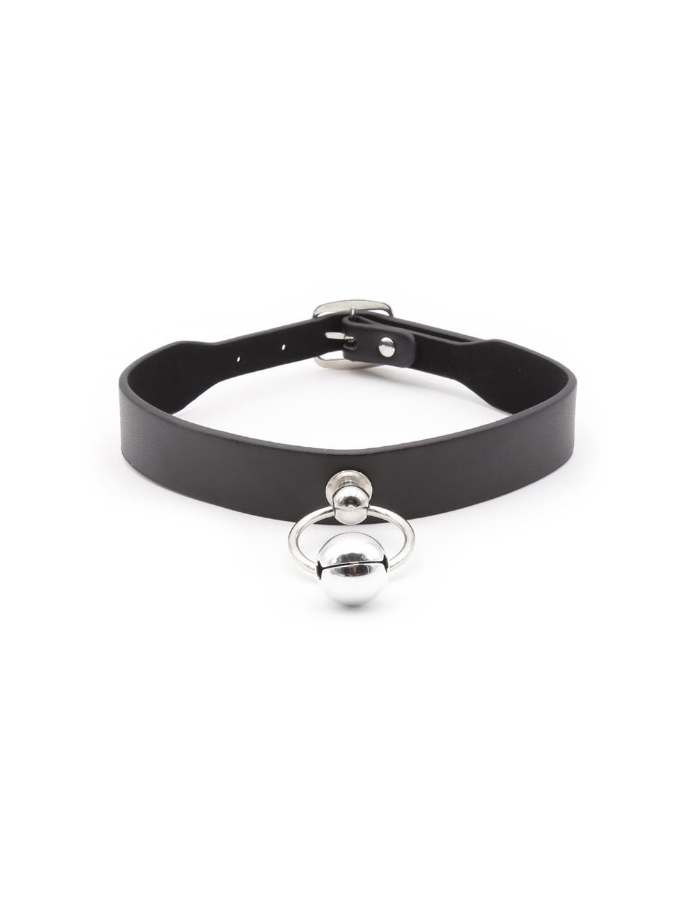 Collar con Aro y Cascabel Negro