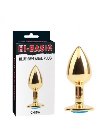 Plug Anal Dorado con Gema Azul