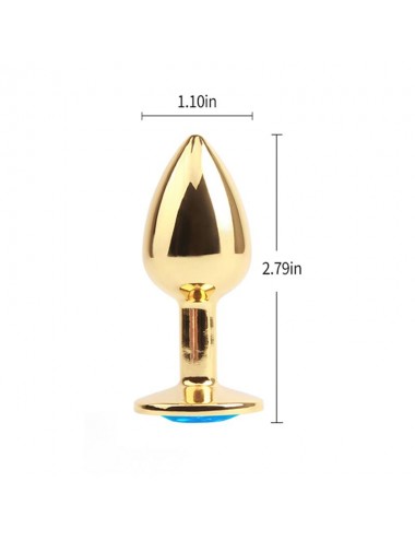 Plug Anal Dorado con Gema Azul