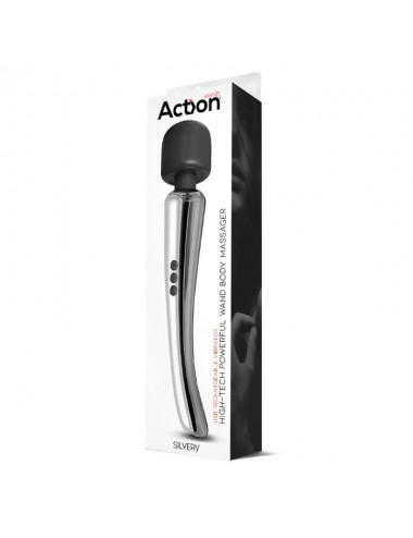Silvery Wand Masajeador High Tech Super Potente Inalambrico USB Color Cromo Silicona