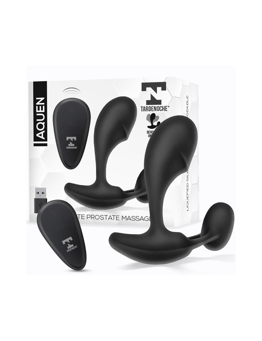 Aquen Estimulador Prostatico y Perineo Control Remoto Silicona Liquida USB Magnetico