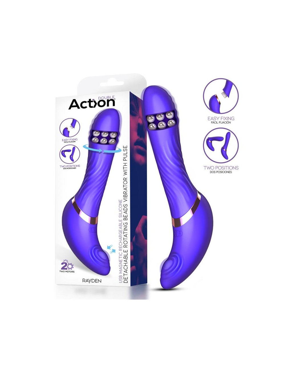Rayden Vibrador con Pulsacion y Bolas Internas Desmontable Dos Posiciones