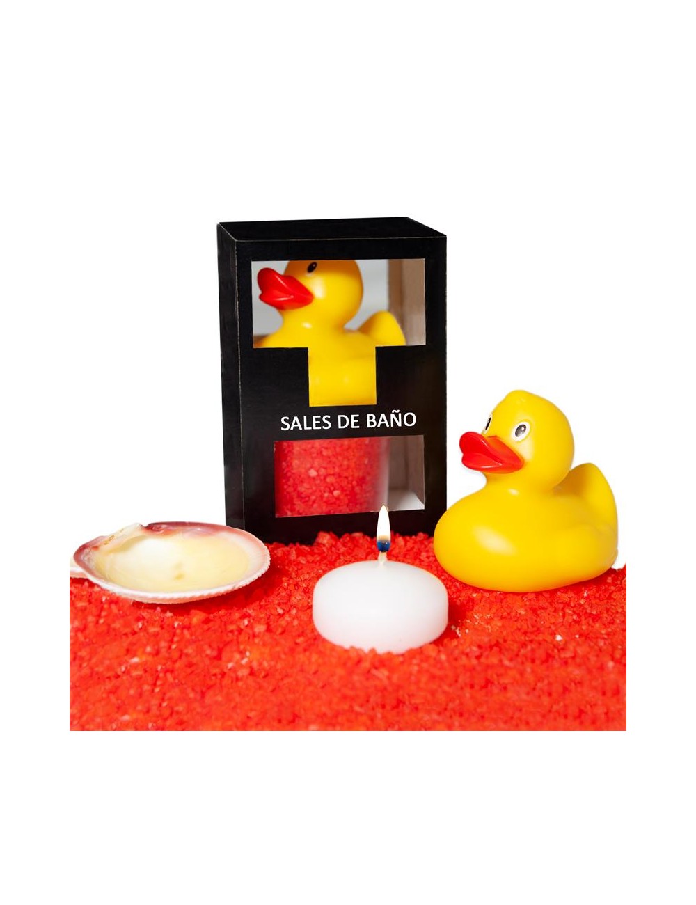 Set Sales Bano Aroma Frutos Rojos Pato Vela y Concha 150 gr