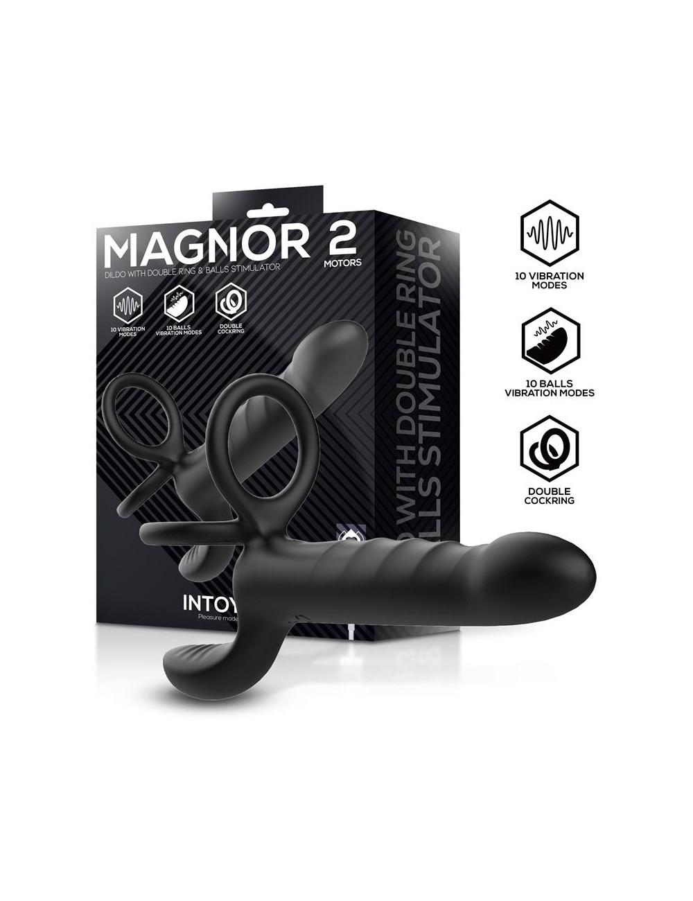 Magnor Dildo con Anillo Doble y Estimulador de Testiculos