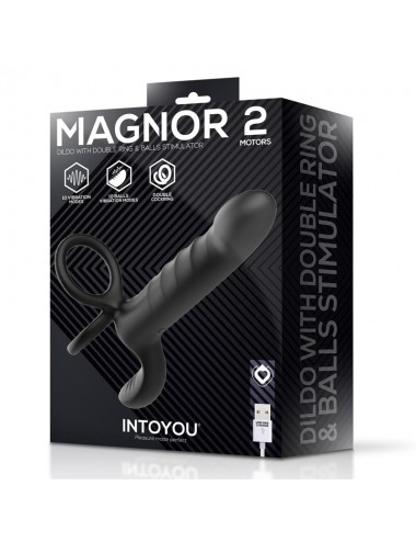 Magnor Dildo con Anillo Doble y Estimulador de Testiculos