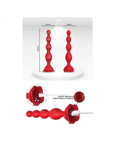 Cadena Anal con Vibracion Base de Rosa