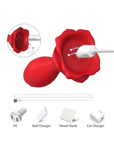 Plug Anal con Vibracion Base de Rosa