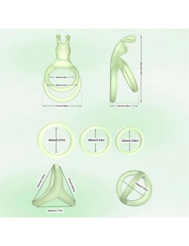 Set de Anillos para el Pene Brilla en la Oscuridad