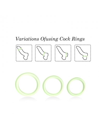 Set 3 Anillos para el Pene Brilla en la Oscuridad
