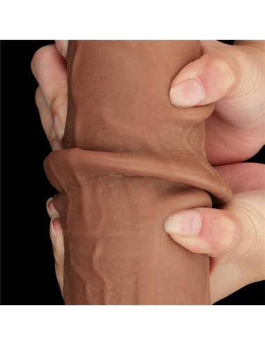 Dildo Dual Density Piel Deslizante Retractil 135