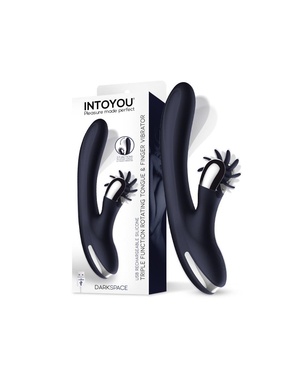 Darkspace Vibrador con Lenguas Rotadora y Movimiento Finger Azul