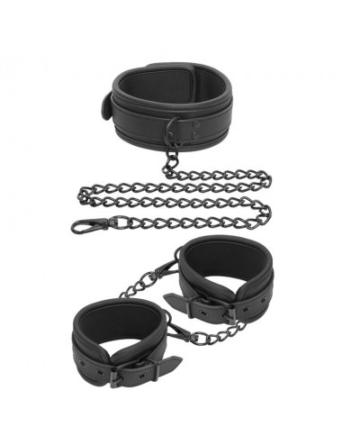 Set de Collar y Esposas para Munecas Cuero Vegano